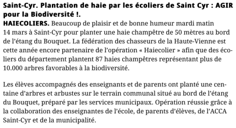 article haie par les écoliers